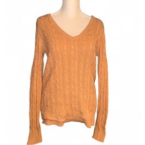 Women's Cable Knit Sweater - Orange